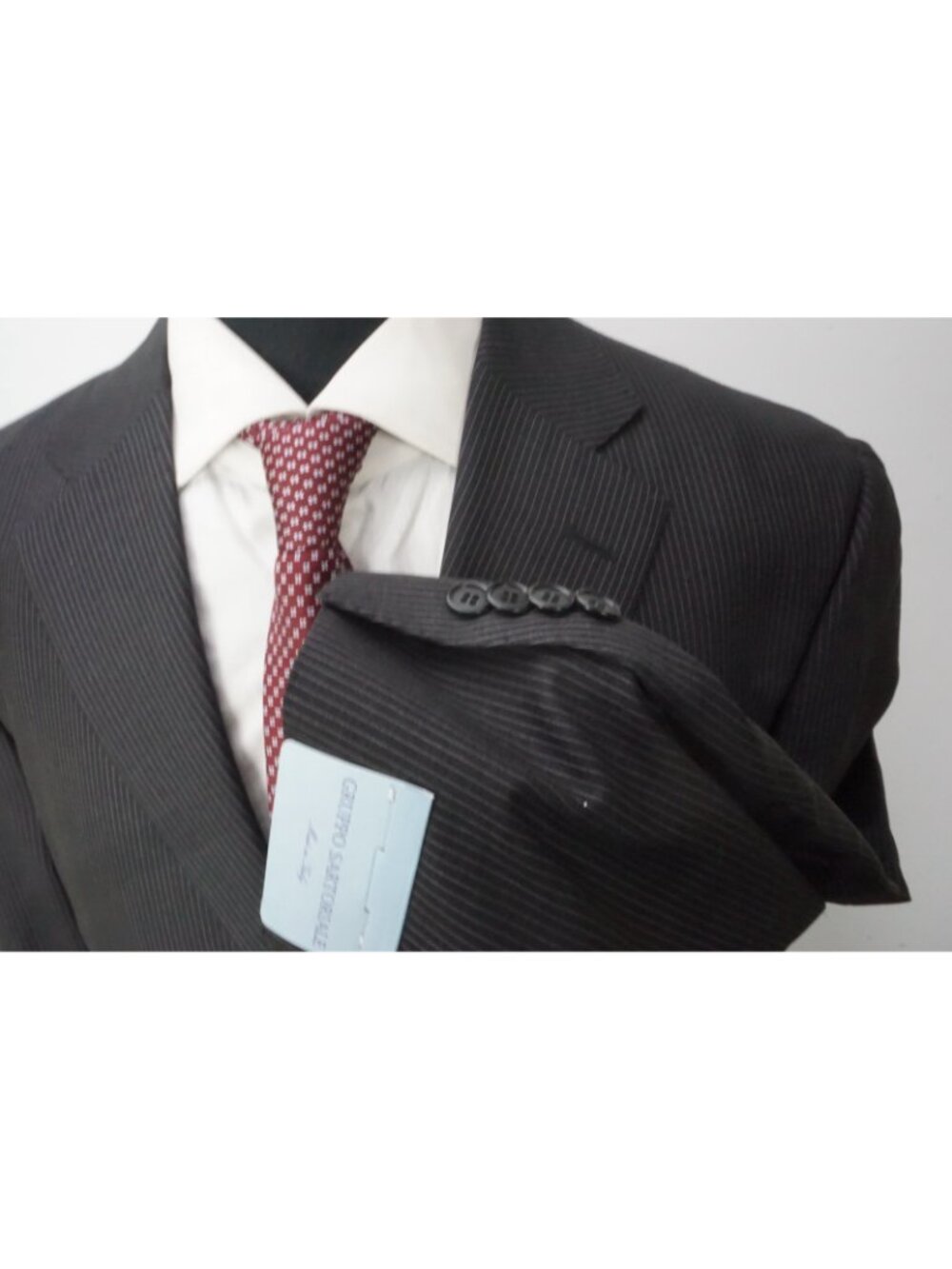 Gruppo Sartorial Charcoal Stripe Loro Piana S130s 2Pc Suit Jacket Pant 44R New - Picture 5 of 11